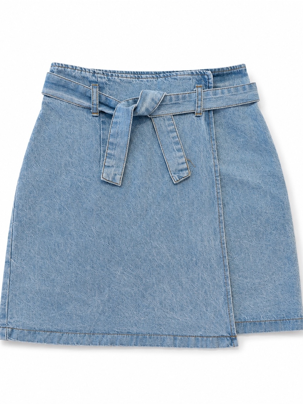 90’s BeBop Light Blue Denim Wrap Mini Skirt with Tie Waist